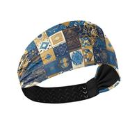 Boho Blue Gold Regular Texture no slip confortevoli fasce per le donne Elastiche tennis fasce per il sudore per uso quotidiano Calcio Ciclismo cintas para el cabello