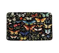 Boho Butterfly Flower Colorful Butterflies Moth Black Modern Aesthetic Zerbino Asciugapassi Assorbente Tappeto Da Bagno Lavabile In Lavatrice Tappeti Da Bagno Per Cucina Interno 40X60Cm