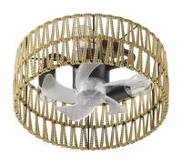 Boho Caged Ceiling Fan - Remote Control 3-Speed Modern, Bohemian Style LED Ceiling Light with Quiet Reversible Motor, Low Profile Flush Mount, Indoor Outdoor Fixture, Dimmable Lamp for Home Bedroom