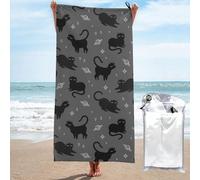 Boho Cats Black Cosmic Sky Asciugamano Microfibra Asciugamano Microfibra Ultra Assorbente Towel Asciugatura Rapida Telo Mare in Microfibra per Yoga Picnic Donna 80X130Cm