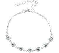 Boho Cavigliera Tiny Bead Cubic Zirconia Nappa Tono Argento Catena del Piede per