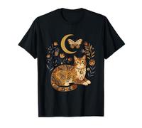 Boho Celeste Bengala Gatto Luna Floreale Maglietta