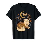 Boho Celeste Gatto Persiano Luna Floreale Maglietta