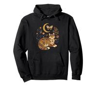 Boho Celeste Lupo Luna Floreale Felpa con Cappuccio