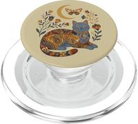 Boho Celeste Russo Blu Gatto Luna Floreale PopSockets PopGrip per MagSafe