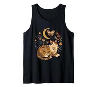 Boho Celestial Calico Cat Moon Motivo Floreale Canotta