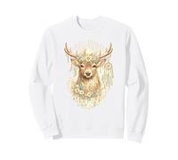 Boho Celestial Deer Cervo Floreale Corona Luna Dreamcatcher Art Felpa