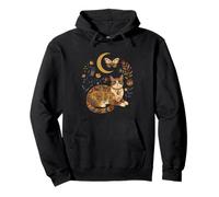 Boho Celestial Devon Rex Moon Floral Felpa con Cappuccio
