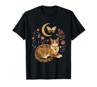 Boho Celestial Devon Rex Moon Floral Maglietta