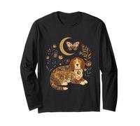 Boho Celestial Dog Moon Floral Pet Lover Maglia a Manica