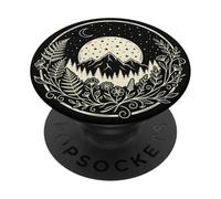Boho Celestial Forest Mountain Moon Wildflower Botanical Art PopSockets PopGrip Adesivo