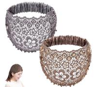 boho chic crystal and pearl headband, Boho-Chic Crystal & Pearl Embellished Wide Headbands Plum Blossom, Hollow Elegant Floral Beaded Lace Head Coverings for chics (#3+#4)