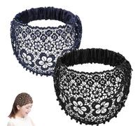 boho chic crystal and pearl headband, Boho-Chic Crystal & Pearl Embellished Wide Headbands Plum Blossom, Hollow Elegant Floral Beaded Lace Head Coverings for chics (#1+#2)