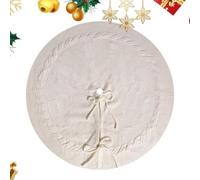 Boho Christmas Tree Skirt - Round Knitted Base Rug with Elegant Ribbon Bows | Festive Floor Decoration Adding Texture and Seasonal Charm | Holiday Home Winter Party Living Room Bedroom Celebration