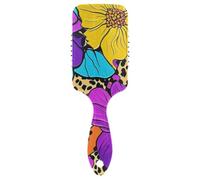 Boho Colorful Neon Tropical Flowers spazzola antistatica per capelli fini Progettato massaggiatore testa per capelli fini con manico ergonomico cepillo anti crespo para cabello