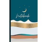 Boho Crescent Moon Notebook: Beautiful Wide Ruled 6x9 Inch Book with Bohemian Style Cover