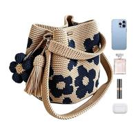 Boho Crochet Beach Bag Handmade Flower Knitted Purse for Women