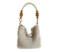 Boho Crochet Tote Bag Woven Beach Bag With Beaded Handles Removable Pouch