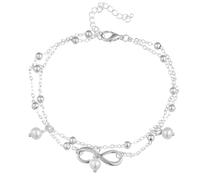 Boho cuore a strati ciondolo cavigliera, strato cavigliere moda vintage perline catena cavigliera, spiaggia cavigliera, Cavigliera doppia con perle in argento per donne e ragazze
