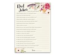 BOHO DAD JOKES Baby Shower Games, Daddy Jokes Shower Trivia Games - Confezione da 25 - Divertente gioco di scherzi per papà, GIRL Bohemian Pink Floral Funny Joke Trivia, Rustic Sprinkle Gender Reveal