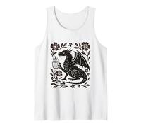 Boho Drago Bere caffè Folk Art Mitico Bestia Canotta