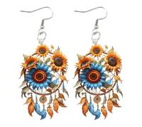 Boho Dreamcatcher Feather Earrings for Women - Colorful Western Cowgirl Dangle Jewelry, Vintage Hippie Style for Festivals and Beach Days (Style-A)