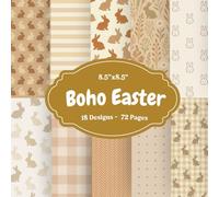 Boho Easter Scrapbook Paper Pad: 18 Neutral Bunny & Botanical Designs, - Warm Beige Craft Paper for Junk Journaling, Card Making & Spring DIY ... - Designed for Junk Journals & Handmade Cards