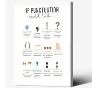 Boho Educational Poster If Punctuation Could Talk Grammar Canvas Wall Art for Classroom Teaching Home School Wall Decor(Framed,12x18inch(30x45cm))