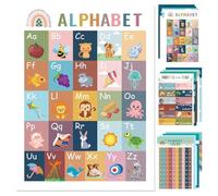 Boho Educational Posters - School Educational Charts | Preschool Learning Posters | 16-Piece Set, Bohemian Style, Interactive Classroom Charts for Preschoolers Teachers Home School Travel, 42x28cm