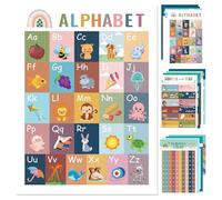 Boho Educational Posters, School Learning Charts Set, Interactive Boho Style Boards, Skill-Building Wall Decor, Visual Learnings Tools for Boys, Girls, 16.54x11.02x0.16 inches