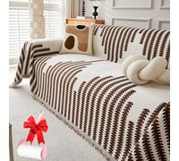 Boho Elegance Chenille Sofa Cover, Double-Sided Reversible Sofa Cover, Anti-Slip Washable Pet Protective Mat Slipcover for Large Dog