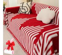 Boho Elegance Chenille Sofa Cover, Double-Sided Reversible Sofa Cover, Anti-Slip Washable Pet Protective Mat Slipcover for Large Dog