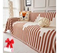 Boho Elegance Chenille Sofa Cover, Double-Sided Reversible Sofa Cover, Anti-Slip Washable Pet Protective Mat Slipcover for Large Dog