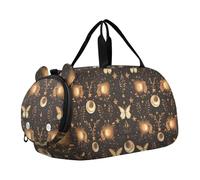 Boho Farfalla Luna Piccola Borsa da Palestra con Scomparto Scarpe Multifunzionale Carry On Weekender Bag per Ragazzi e Ragazze bolso de para hombre, Boho farfalla luna, moderno