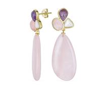 Boho Fashion Multi Colore Geometrico Cluster Accento Filo Avvolgere Gemma Grande Ovale Forma Di Pera Bianco Viola Grande Rosa Quarzo Orecchini A Goccia Per Le Donne Placcato Oro Giallo