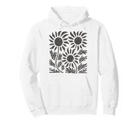 Boho Fiore di Campo Scuro Girasole Floreale botanico Felpa con Cappuccio