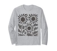 Boho Fiore di Campo Scuro Girasole Floreale botanico Maglia a Manica
