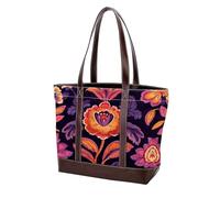 Boho Floral-1 Tote Bag in pelle resistente borse e borse da donna con manico superiore borsa a tracolla borsa hobo, Multicolore 06, 33.8x12x31cm/13.3x4.7x12.2 in