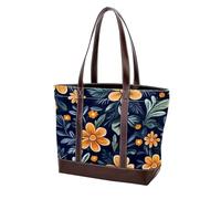 Boho Floral-1 Tote Bag in pelle resistente borse e borse da donna con manico superiore borsa a tracolla borsa hobo, Multicolore 01, 33.8x12x31cm/13.3x4.7x12.2 in