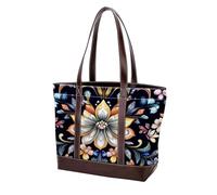 Boho Floral-1 Tote Bag in pelle resistente borse e borse da donna con manico superiore borsa a tracolla borsa hobo, Multicolore 02, 33.8x12x31cm/13.3x4.7x12.2 in
