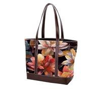 Boho Floral-1 Tote Bag in pelle resistente borse e borse da donna con manico superiore borsa a tracolla borsa hobo, Multicolore 08, 33.8x12x31cm/13.3x4.7x12.2 in