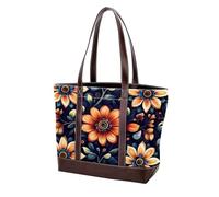 Boho Floral-12 borse a tracolla da donna grandi in morbida pelle lavata e borse resistenti, Multicolore 08, 33.8x12x31cm/13.3x4.7x12.2 in