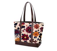 Boho Floral-12 borse a tracolla da donna grandi in morbida pelle lavata e borse resistenti, Multicolore 04, 33.8x12x31cm/13.3x4.7x12.2 in