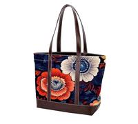 Boho Floral-12 borse a tracolla da donna grandi in morbida pelle lavata e borse resistenti, Multicolore 10, 33.8x12x31cm/13.3x4.7x12.2 in