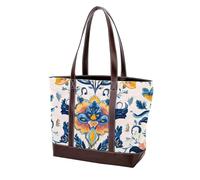 Boho Floral-12 borse a tracolla da donna grandi in morbida pelle lavata e borse resistenti, Multicolore 03, 33.8x12x31cm/13.3x4.7x12.2 in