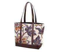 Boho Floral-23 - Borsa a tracolla da donna, in pelle resistente e lavata, con manici superiori, con tasche e cerniera, Multicolore 02, 33.8x12x31cm/13.3x4.7x12.2 in