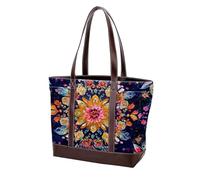 Boho Floral-34 Tote Bags in pelle resistente borse e borse da donna con manico superiore borsa a tracolla borsa hobo, Multicolore 03, 33.8x12x31cm/13.3x4.7x12.2 in