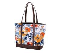 Boho Floral-45 - Portafogli a tracolla da donna, in morbida pelle lavata, borse e borse resistenti, Multicolore 04, 33.8x12x31cm/13.3x4.7x12.2 in