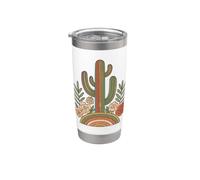 Boho Floral Cactus Southwest Western Rustico Vintage Cactus Bicchiere termico in acciaio inox doppia parete