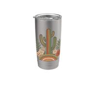 Boho Floral Cactus Southwest Western Rustico Vintage Cactus Bicchiere termico in acciaio inox doppia parete